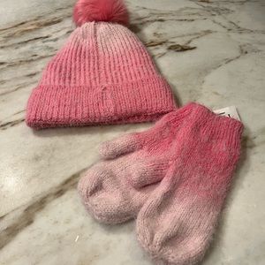 The Children's Place Girls Ombre Cozy Hat/Mittens set-Neon Pinksizzle size s/m